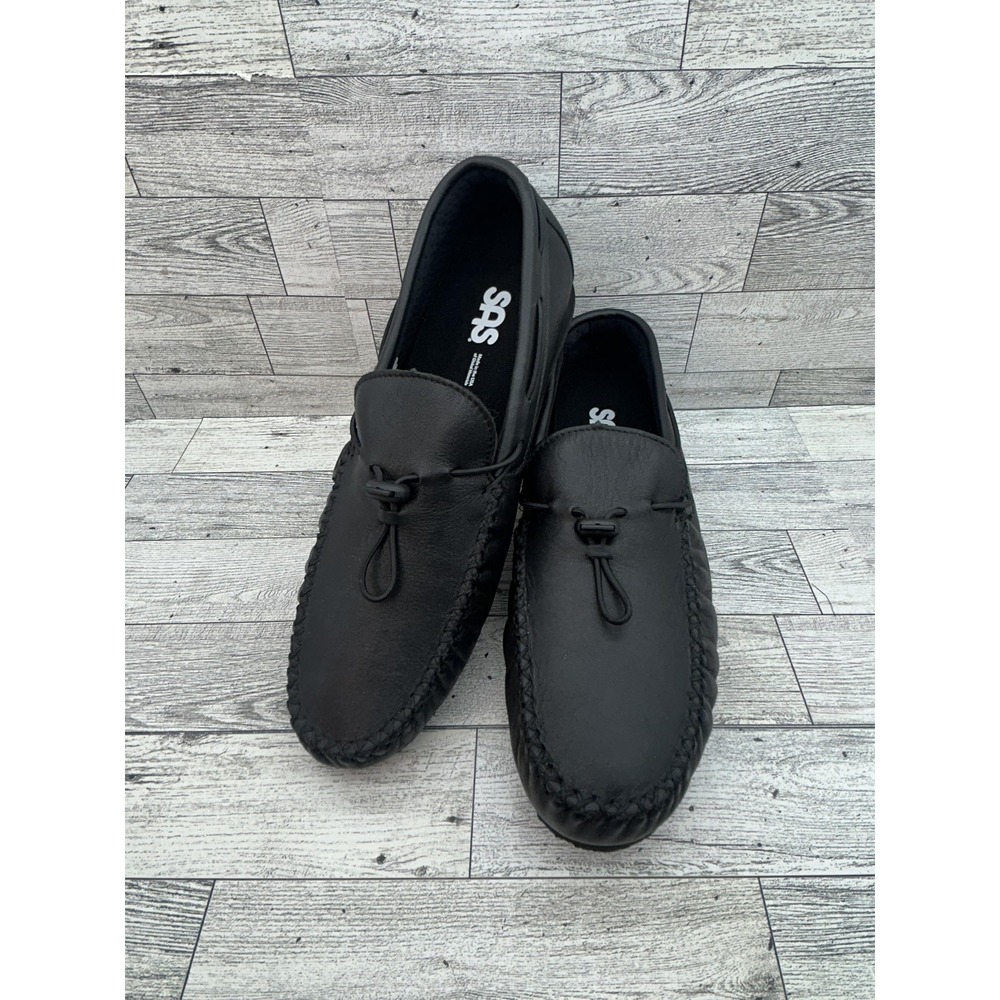 SAS Moccasin Loafer Shoes Womens Sz 10 N Late‎ X Black Leather Slip On Made USA